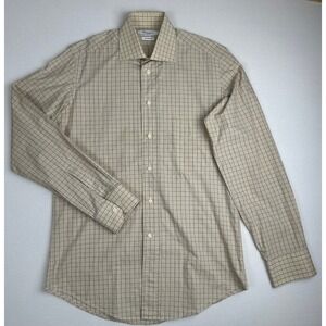 Camicissima Slim Fit Dress Shirt Light Brown Check Men's 15 38 Cotton